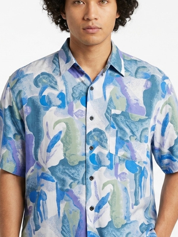 Expressions International Abstract Casual Button- Button-Up Shirt Men Sizem